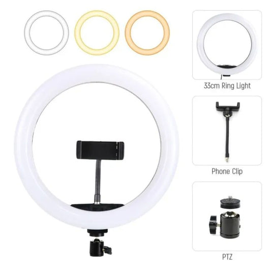 Selfie LED Ring Light With Ball Head Mobile Holder 3 Colour Brightness With Dimm Full Option