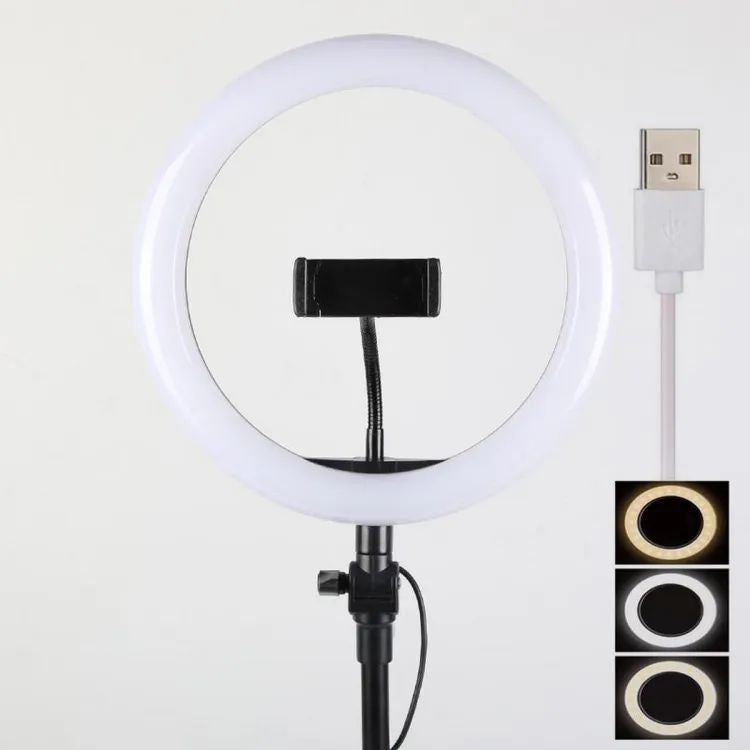 Selfie LED Ring Light With Ball Head Mobile Holder 3 Colour Brightness With Dimm Full Option