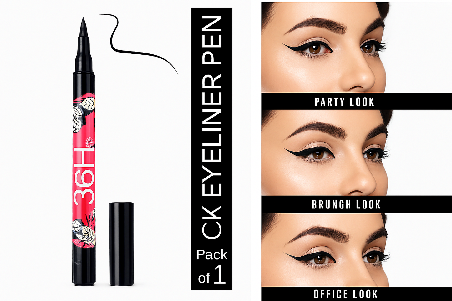 36H Waterproof Eyeliner Marker Pen – Long-Lasting Black Liquid Eyeliner, Easy To Use, Smudge-Proof Eye Makeup Tool (1 Pc)