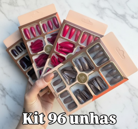 96 Pcs Fake Nails Set