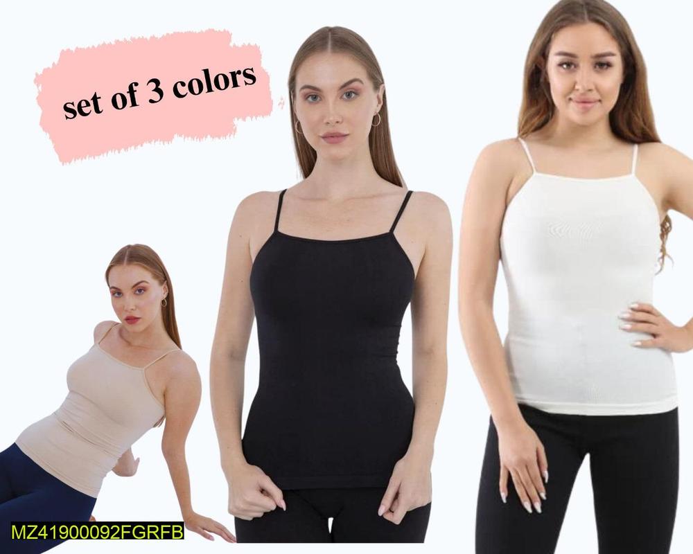 Cotton Plain Camisole, Pack of 3