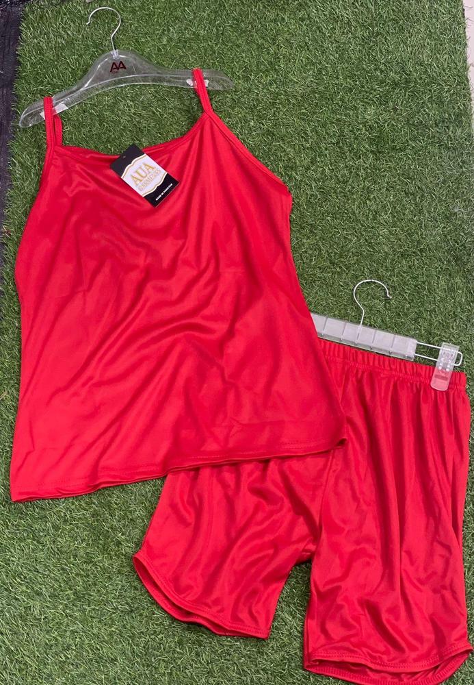 Silk Plain Red, Light Weight Camisole Set