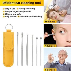Ear Wax Cleaning Kit, 6 Pcs Ear Pick Tools, Wax Removal Kit, Ear Cleaning Tool Set, Spring Earwax Cleaner Tool Ear Wax Remover( Random Color) - Pack Of 1