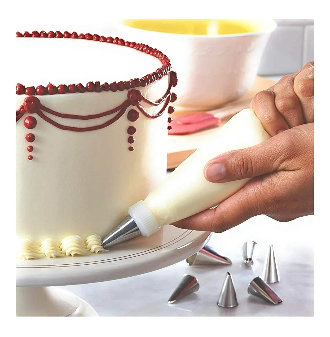 Cakeware 15 Piece Cake Decorating Set Frosting Icing Piping Bag Tips With Steel Nozzles