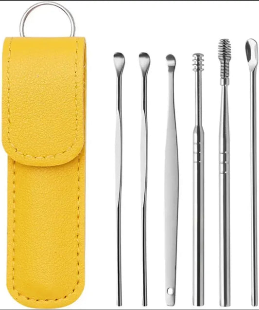 Ear Wax Cleaning Kit, 6 Pcs Ear Pick Tools, Wax Removal Kit, Ear Cleaning Tool Set, Spring Earwax Cleaner Tool Ear Wax Remover( Random Color) - Pack Of 1