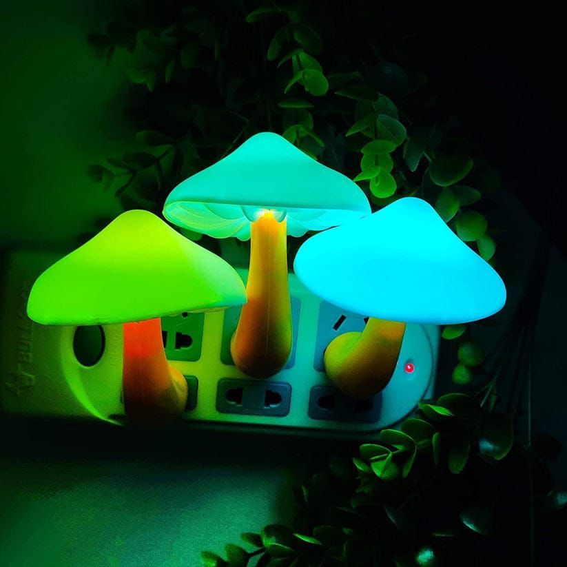Led Night Light Mushroom Wall Socket Lamp Eu Us Plug Warm White Light-Control Sensor Bedroom Light Home Decoration