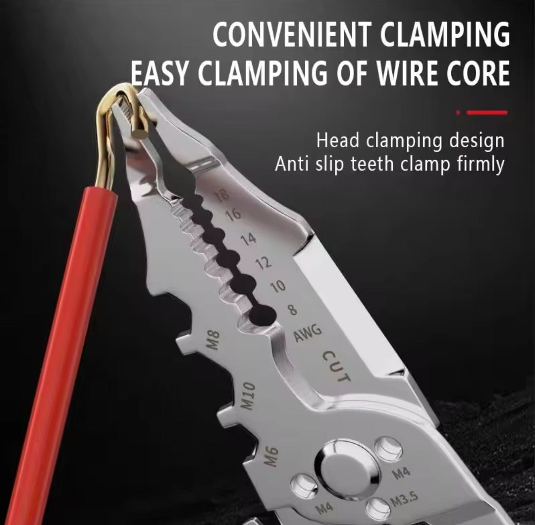 Multi-Function Wire Stripper And Cutter - Electrical Tool With Wire Cutting, Stripping, Crimping & Screw Functions