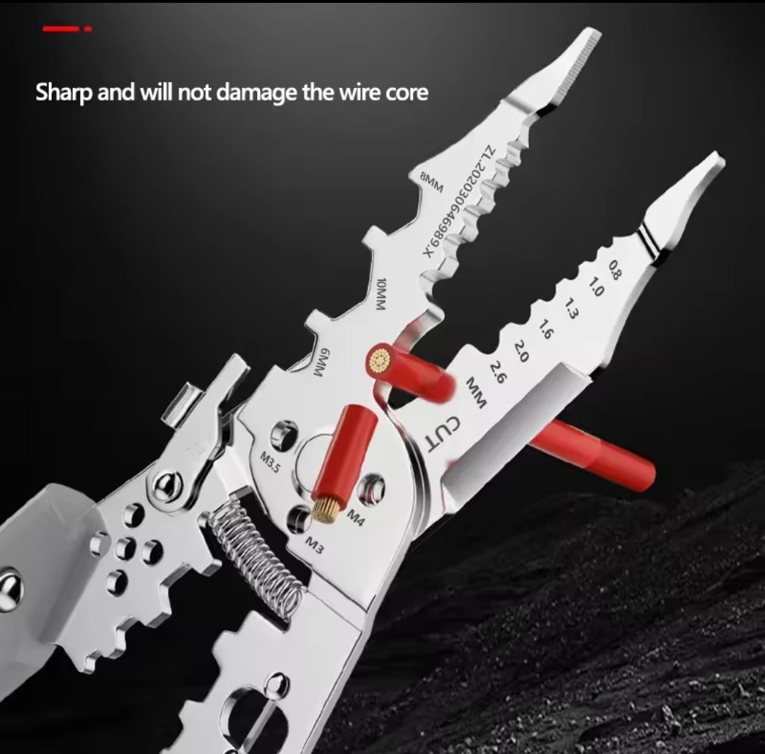 Multi-Function Wire Stripper And Cutter - Electrical Tool With Wire Cutting, Stripping, Crimping & Screw Functions