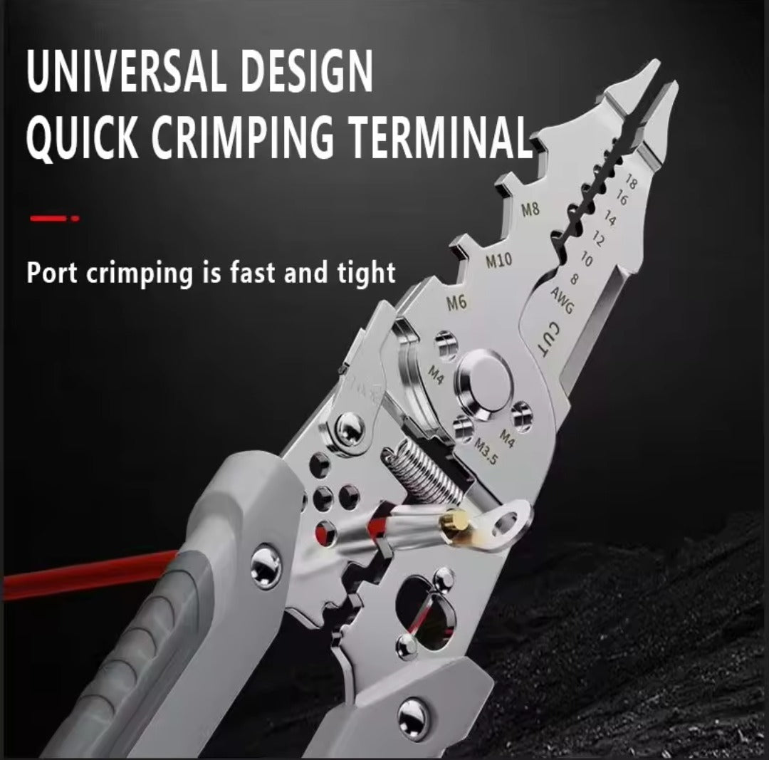 Multi-Function Wire Stripper And Cutter - Electrical Tool With Wire Cutting, Stripping, Crimping & Screw Functions