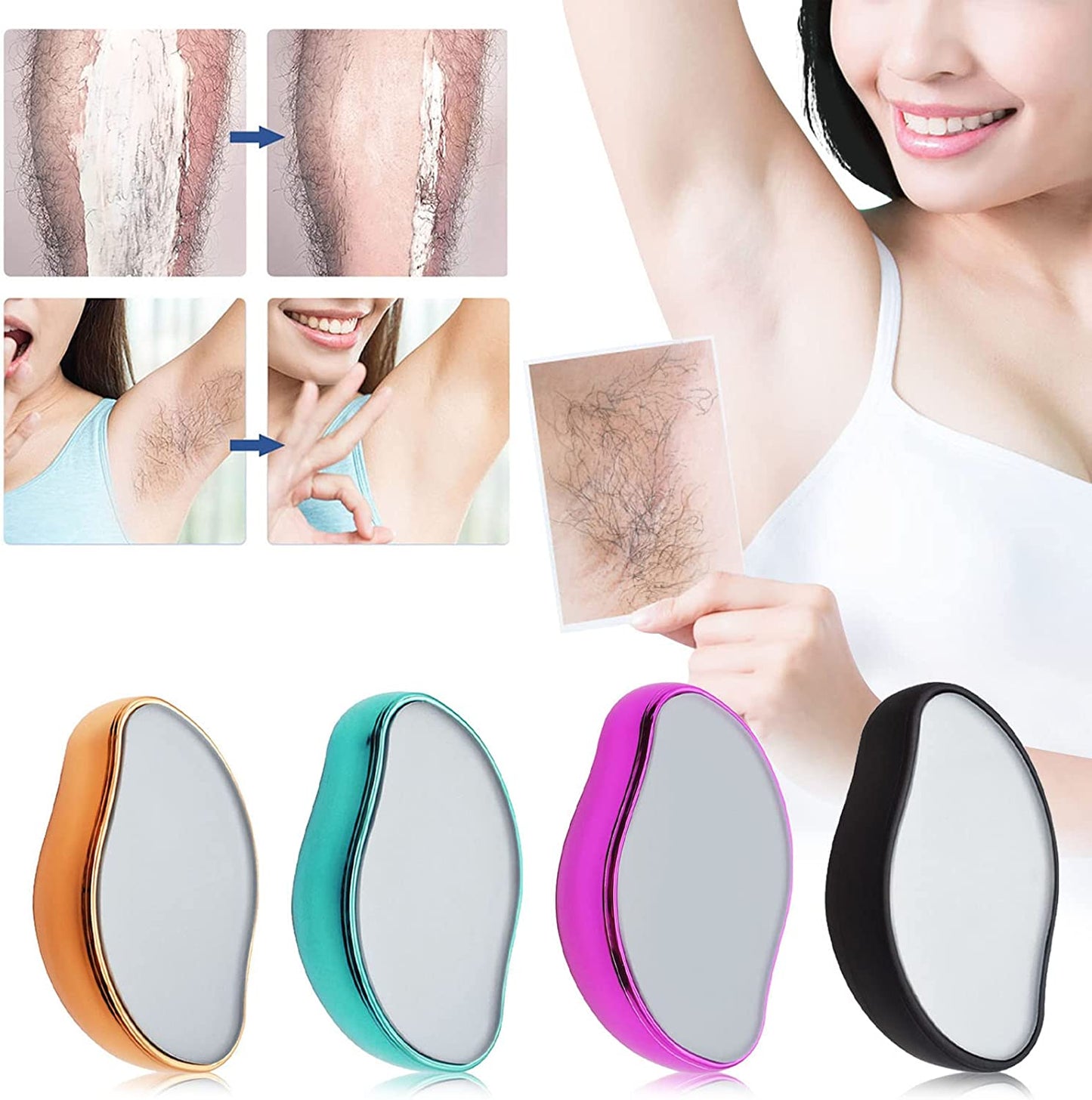 Bleame Crystal Hair Eraser – Painless Exfoliation Hair Removal Tool For Arms Legs Back China (Random Color)