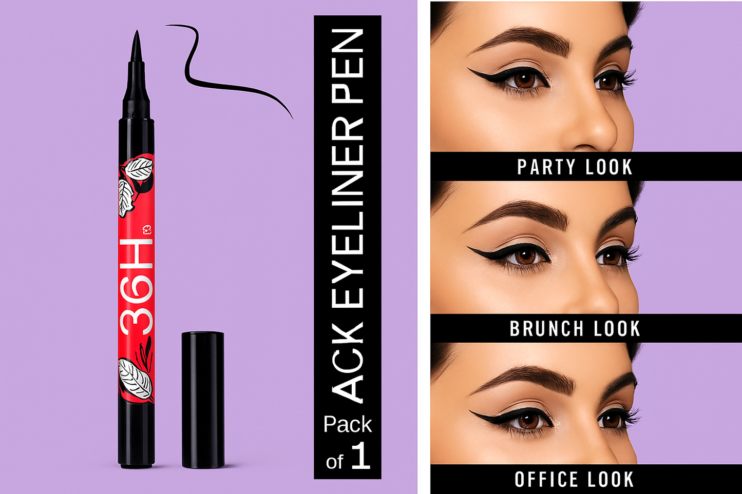 36H Waterproof Eyeliner Marker Pen – Long-Lasting Black Liquid Eyeliner, Easy To Use, Smudge-Proof Eye Makeup Tool (1 Pc)