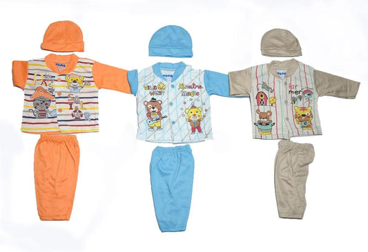 3 PCs New Born Baby Boy Suits - Pack of 3
