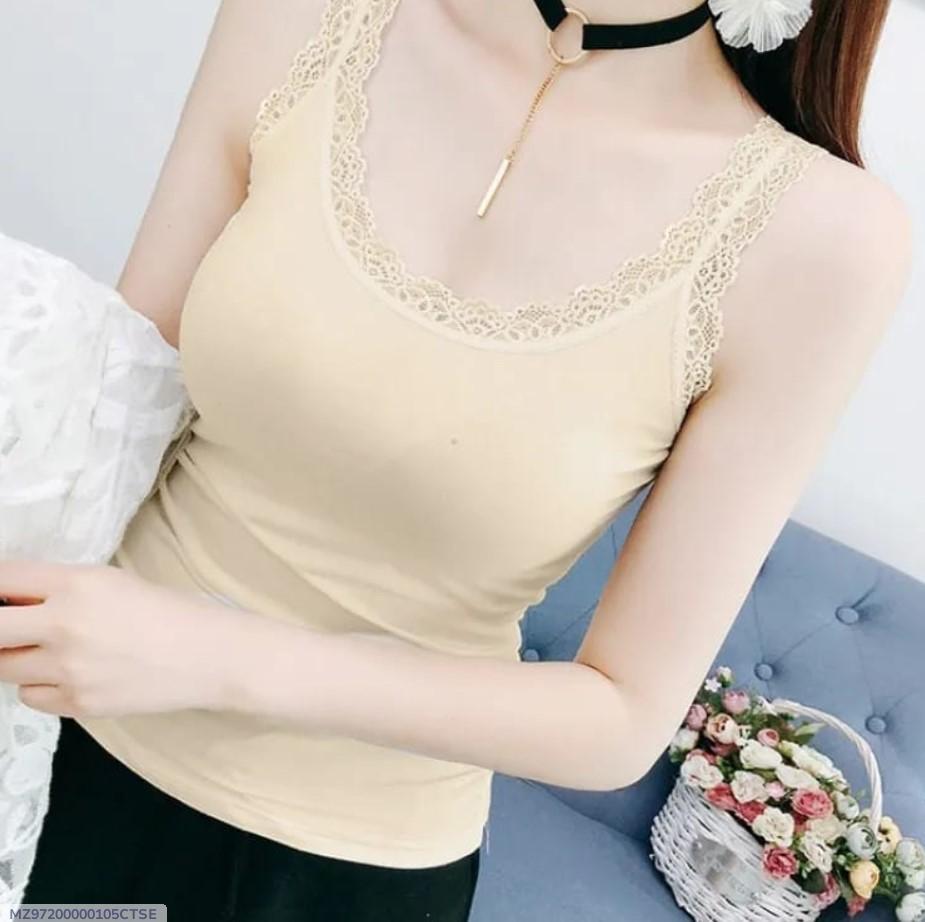 Comfortable Cotton Camisole - Plain Design, Lightweight & Breathable, 1 Pcs