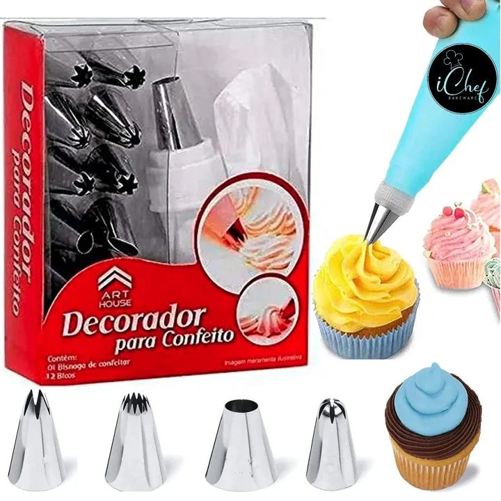 Cakeware 15 Piece Cake Decorating Set Frosting Icing Piping Bag Tips With Steel Nozzles