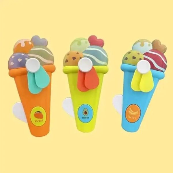 Handheld Ice Cream Cone Toy Fan For Kids