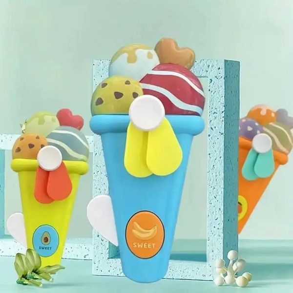 Handheld Ice Cream Cone Toy Fan For Kids