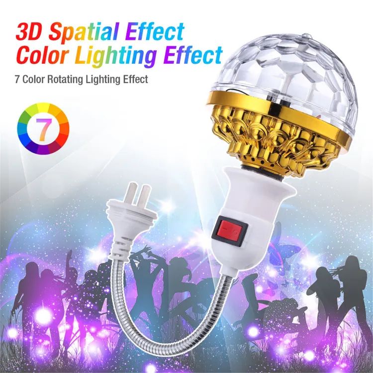 LED Colorful Magic Ball Lamps With Holder 360 Degrees Automatic Rotating Light Bulb For House Disco Party